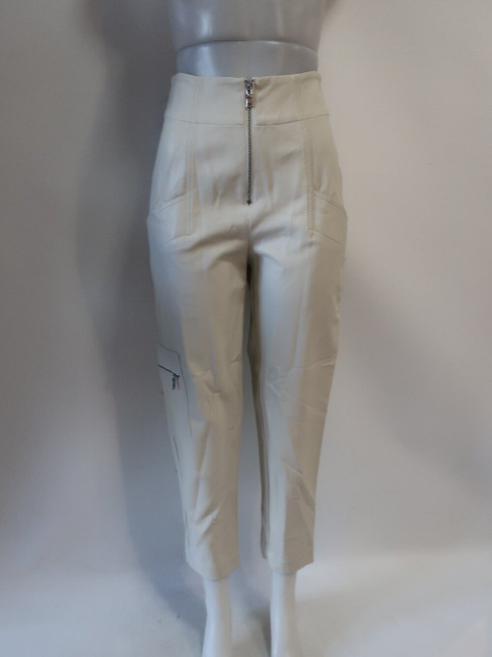Womens Intermix Jolie Bone White (Item-56) PU Faux Leather Cargo Pocket Pants 4 - Picture 2 of 11